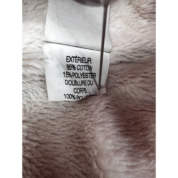 LL Bean Women’s Ivory Zip Hooded Faux Fur Lined Sweatshirt Medium Fur Ruff Hood - Picture 11 of 12